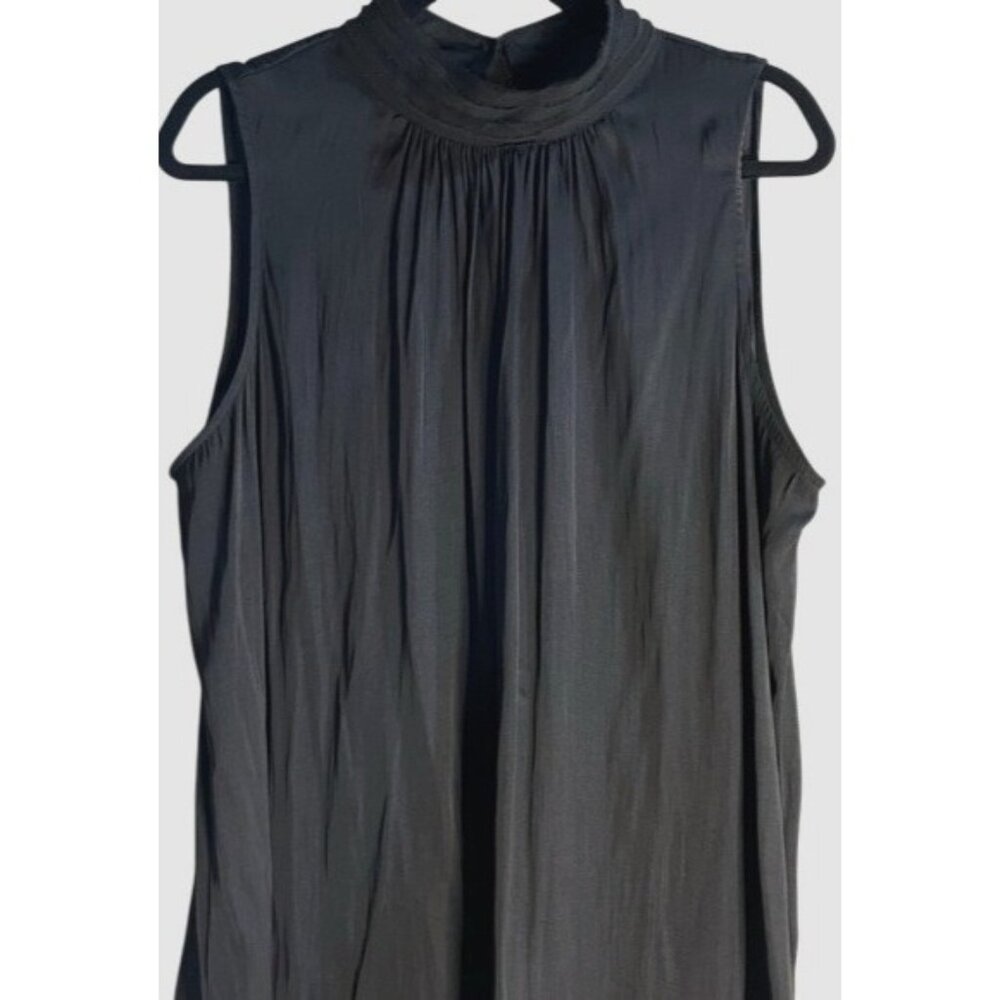WORTHINGTON Womens Black Sleeveless Mock Neck Blouse Keyhole Back Flowing PXL - Picture 7 of 11